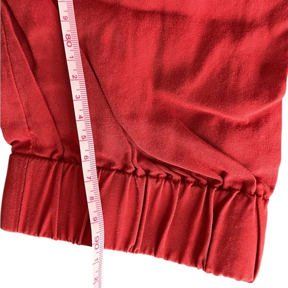 Light Olive Green and Red Relaxed Cargo Pants with Elastic Cuffs (2 pairs)